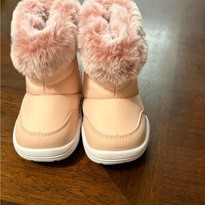 Kids Pink Faux Fur Lined Boots
